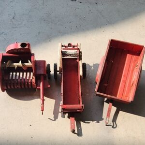 Classic Red Toy Tractor and Trailer Set